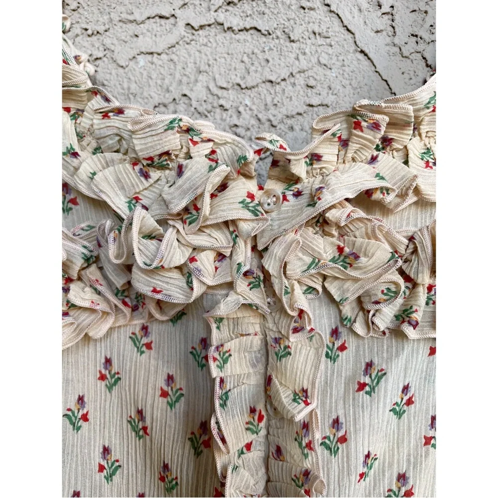 Sezane Floral Ruffle Blouse - Cream and Pink - Picture 10 of 16